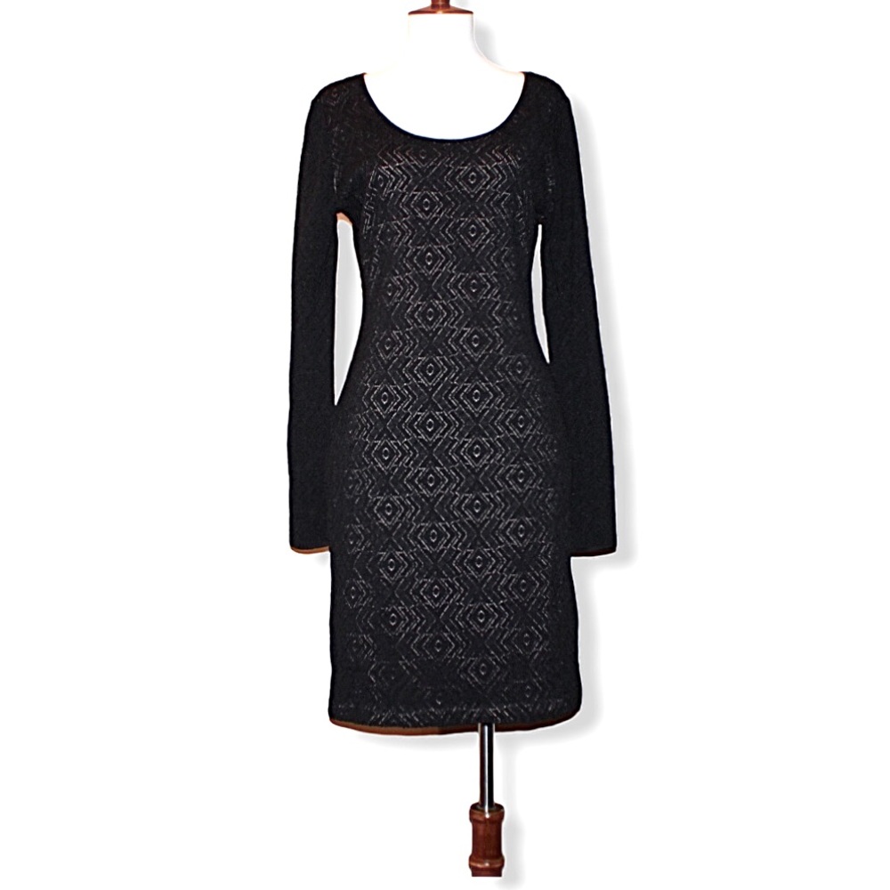 BCBGMaxAzria Black/Nude Lace Mini Dress Large